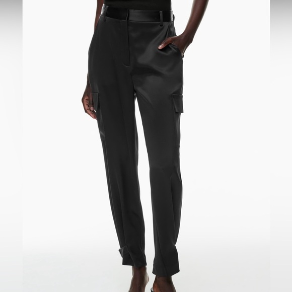 Aritzia Babaton refined cargo satin pants in black size 8 - Picture 1 of 11